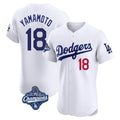 Los Angeles Dodgers #18 Yoshinobu Yamamoto Player White CONTON World Series Meet Limited Elite Home Stitched Jerseys