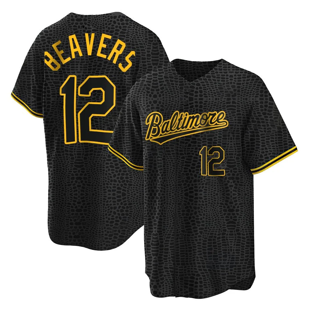 Baltimore Orioles #12 Dylan Beavers Player Black CONTON Snake Skin City Home Game Stitched Jerseys