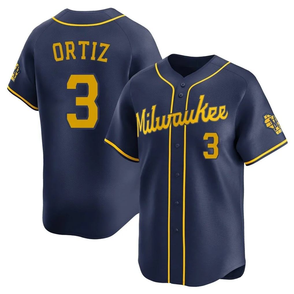 Milwaukee Brewers #3 Joey Ortiz Player Navy CONTON Home Limited Stitched Jerseys