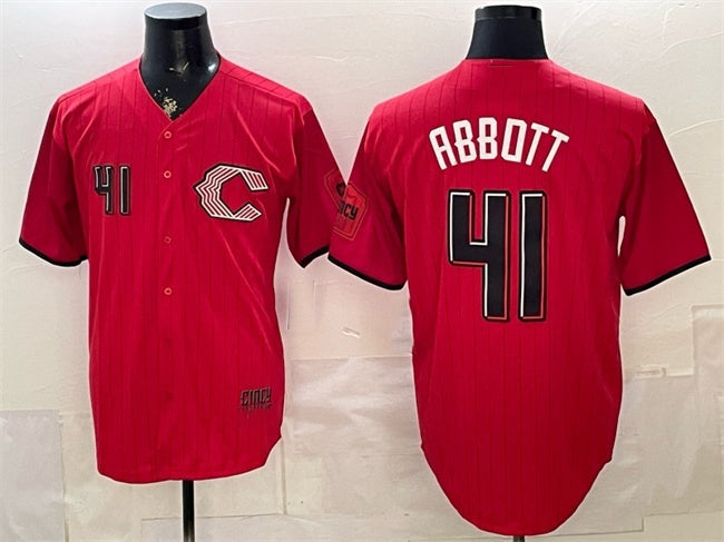 Cincinnati Reds #41 Andrew Abbott Red CONTON 2026 City Connect Stadium Stitched Jersey