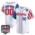 Custom Miami Marlins White CONTON America 250 Edition Vapor Premier Limited Stitched Jerseys