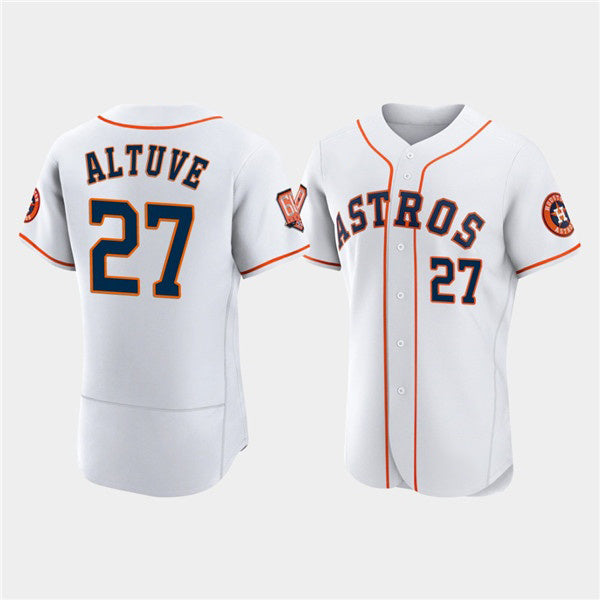 Houston Astros #27 Jose Altuve White CONTON 60th Anniversary Flex Base Stitched Jersey