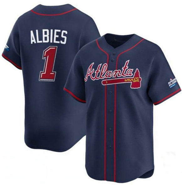Atlanta Braves #1 Ozzie Albies Navy CONTON 2025 Speedway Classic Alternate Limited Stitched Jersey