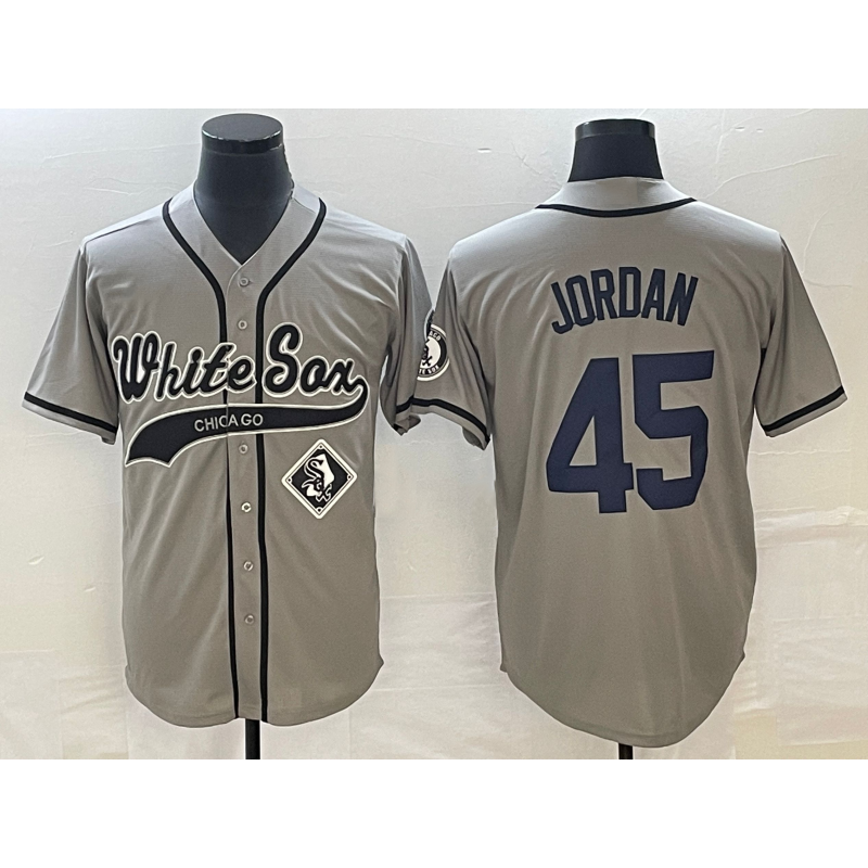 Chicago White Sox #45 Michael Jordan Grey CONTON Cool Base Stitched Jersey 2