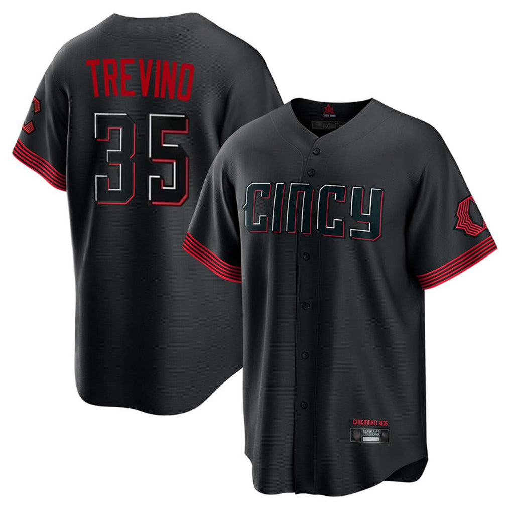 Cincinnati Reds #35 Jose Trevino Player Black CONTON City Connect Home Game Stitched Jerseys