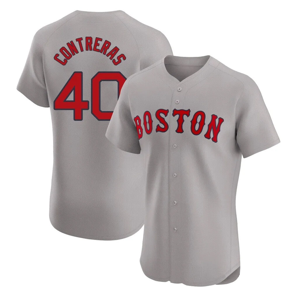 Boston Red Sox #40 Willson Contreras Player Gray CONTON Road Limited Elite Home Game Stitched Jerseys1