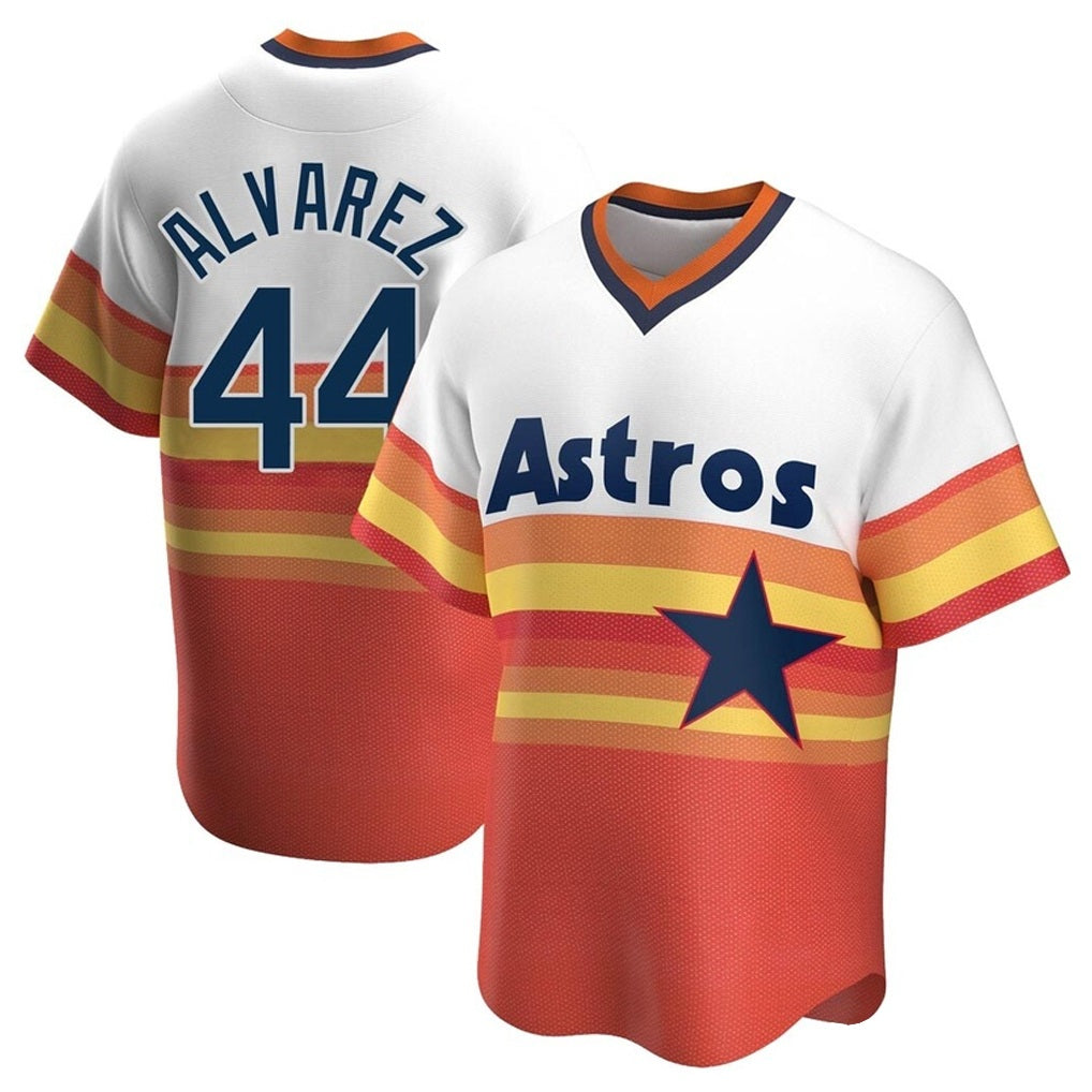 Houston Astros #44 Yordan Alvarez Player Rainbow Cooperstown Collection CONTON T-shirt Stitched Jerseys