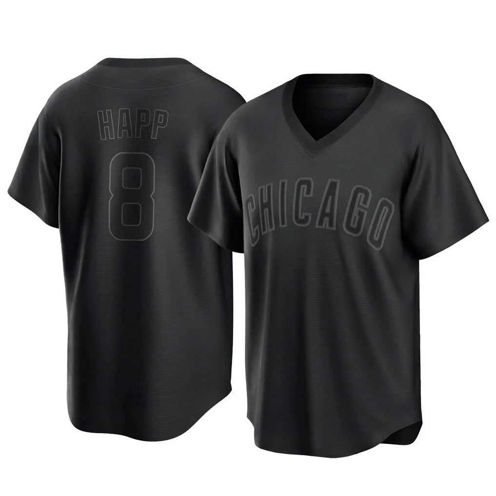 Chicago Cubs #8 Ian Happ Player Black CONTON T-shirt Home Game Stitched Jerseys