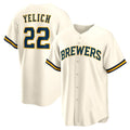 Milwaukee Brewers #22 Christian Yelich White CONTON Home Replica Jersey