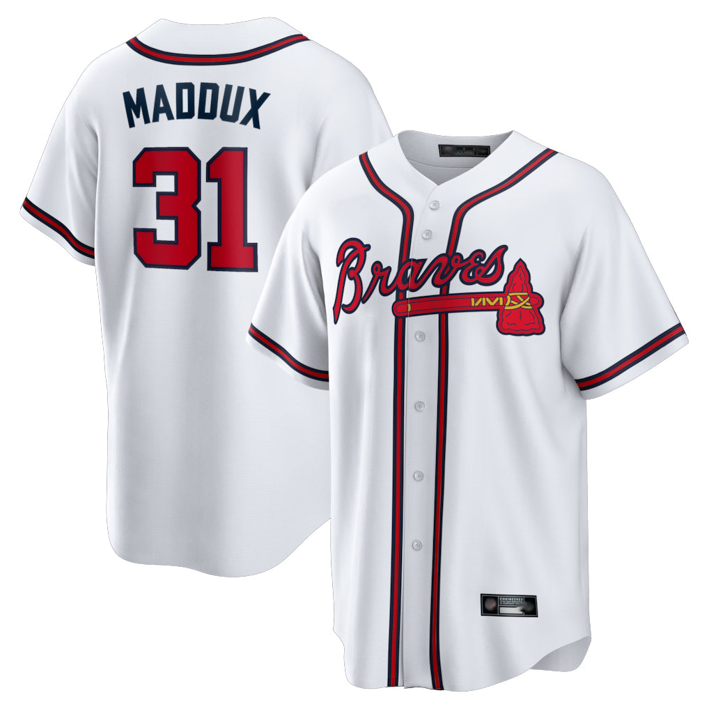 Atlanta Braves #31 Greg Maddux Player White CONTON Home Game Stitched Jerseys