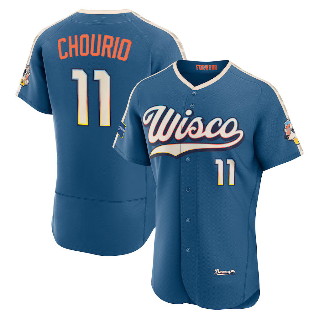 Milwaukee Brewers #11 Jackson Chourio Mineral Blue CONTON 2026 City Connect Authentic Sponsor Patch Jersey