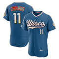 Milwaukee Brewers #11 Jackson Chourio Mineral Blue CONTON 2026 City Connect Authentic Sponsor Patch Jersey