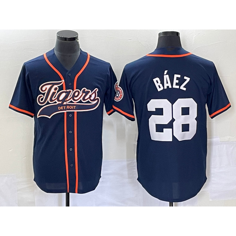 Detroit Tigers #28 Javier B¨¢ez Navy CONTON Cool Base Stitched Jersey