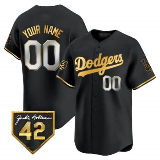 Custom Los Angeles Dodgers 2024 Jackie Robinson Patch Vapor Premier Limited Jersey ¨C All Stitched-Black CONTON