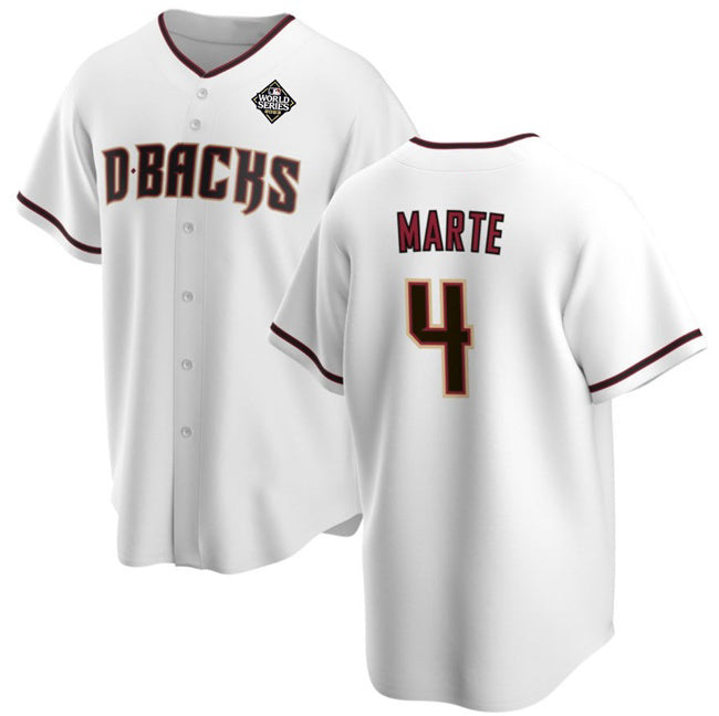Arizona Diamondbacks #4 Ketel Marte White CONTON 2023 World Series Cool Base Stitched Jersey