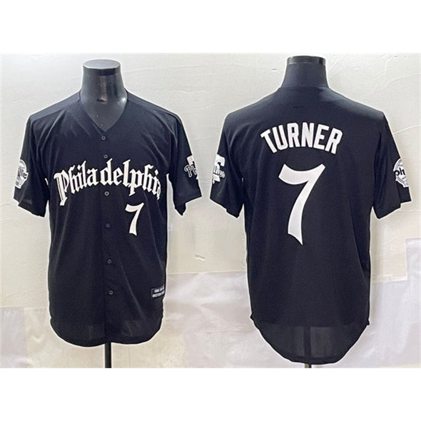 Philadelphia Phillies #7 Trea Turner Black CONTON Gothic Vapor Limited Stitched Jersey