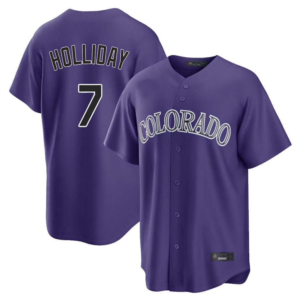 Colorado Rockies #7 Matt Holliday Player Purple CONTON Game Home Stitched Jerseys