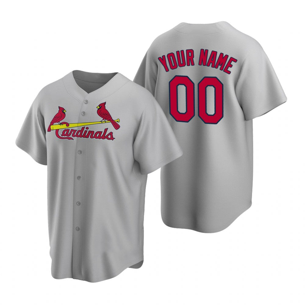 Custom St. Louis Cardinals Gray CONTON Stitched Cool Base Road Jersey