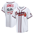 Atlanta Braves #10 Chipper Jones Player White CONTON USA 250 Fourth Of July Limited Home Game Stitched Jerseys