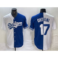 Los Angeles Dodgers #17 Shohei Ohtani White Blue CONTON Two Tone Stitched Jerseys
