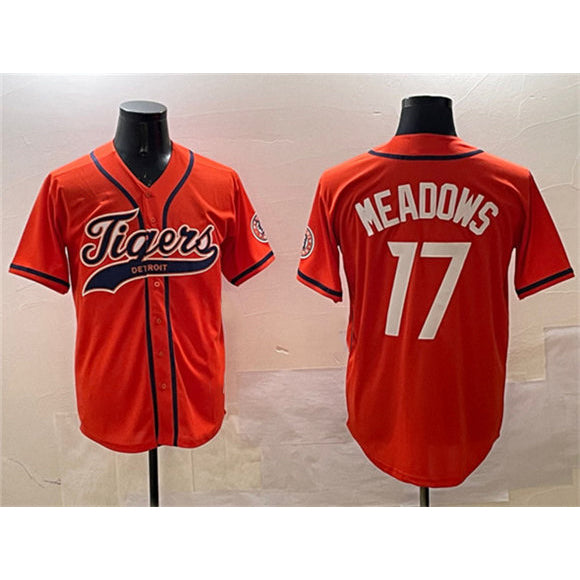 Detroit Tigers #17 Parker Meadows Orange CONTON With Patch Cool Base Stitched Jersey 2