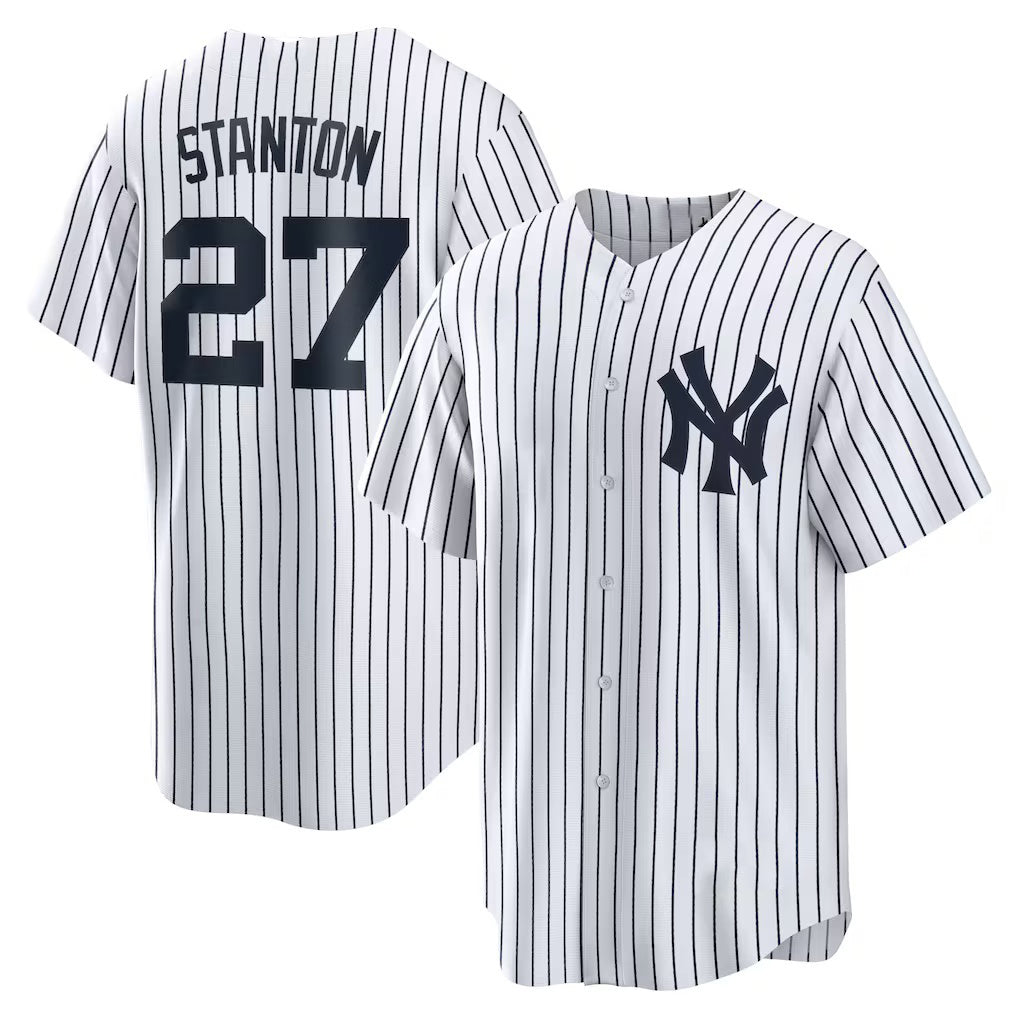 New York Yankees #27 Giancarlo Stanton White CONTON Home Replica Player Name Jersey