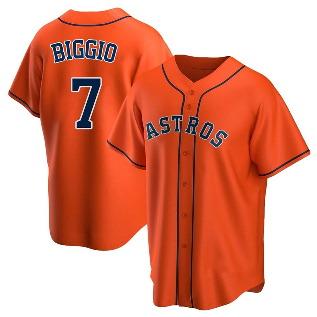 Houston Astros #7 Craig Biggio Player Orange CONTON Home Game Stitched Jerseys