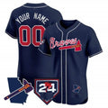 Custom Atlanta Braves 2024 Spring Training & Georgia Patch Vapor Premier Elite Jersey ¨CNavy CONTON