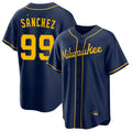 Milwaukee Brewers #99 Gary Sanchez Player Navy CONTON Home Game Stitched Jerseys