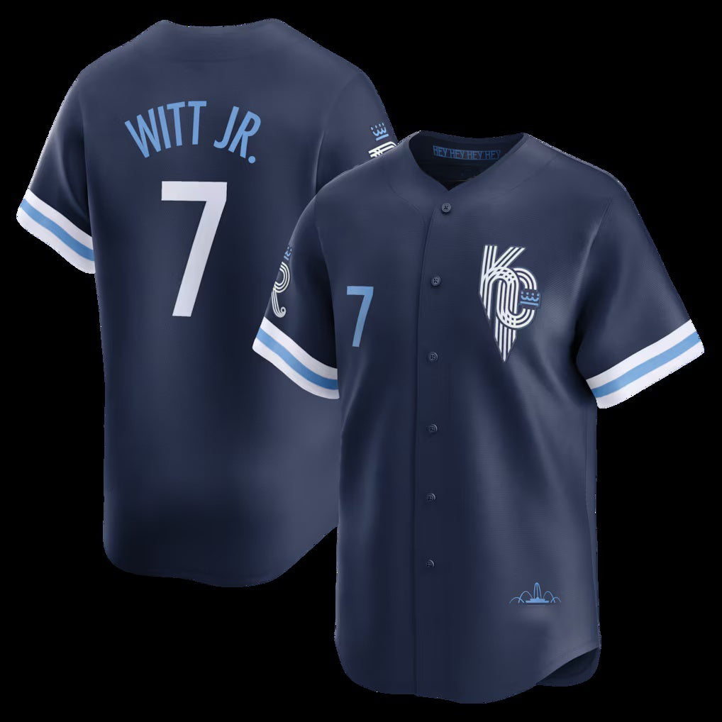 Kansas City Royals #7 Bobby Witt Jr.Navy CONTON City Connect Limited Player Jersey