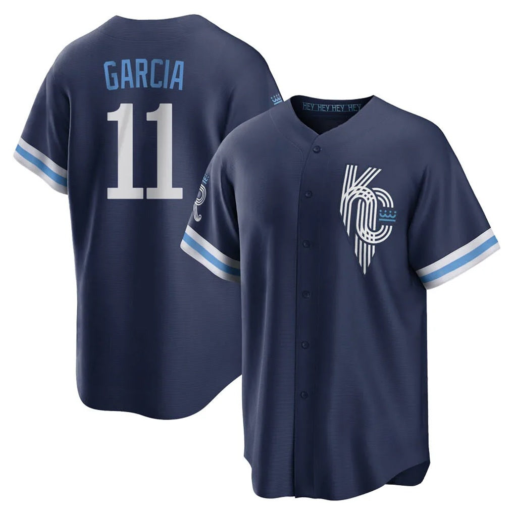 Kansas City Royals #11 Maikel Garcia Player Navy CONTON City Connect Home Game Stitched Jerseys