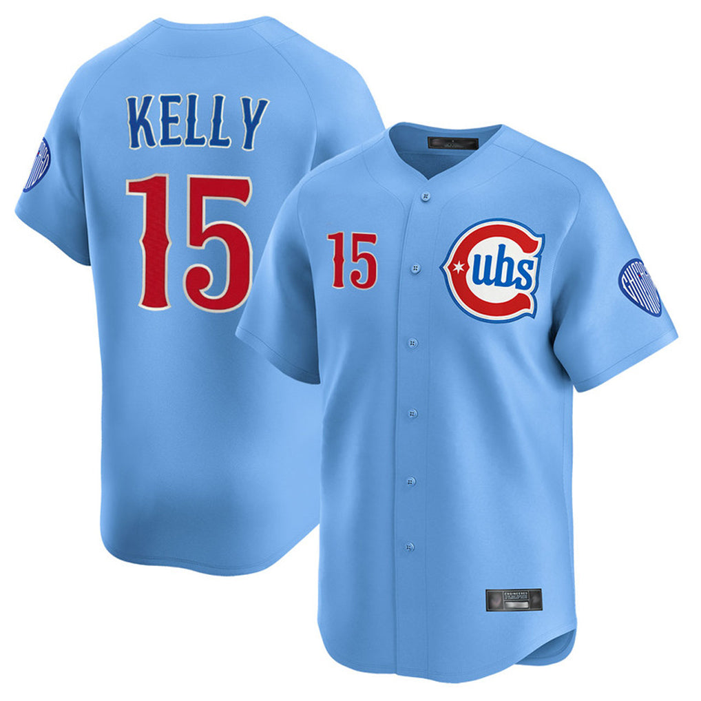 Chicago Cubs #15 Carson Kelly Player Light Blue CONTON Limited Home Stitched Jerseys