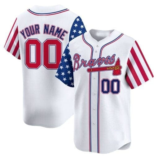 Custom Atlanta Braves White CONTON 2024 Independence Day Vapor Premier Limited Jersey ¨C All Stitched