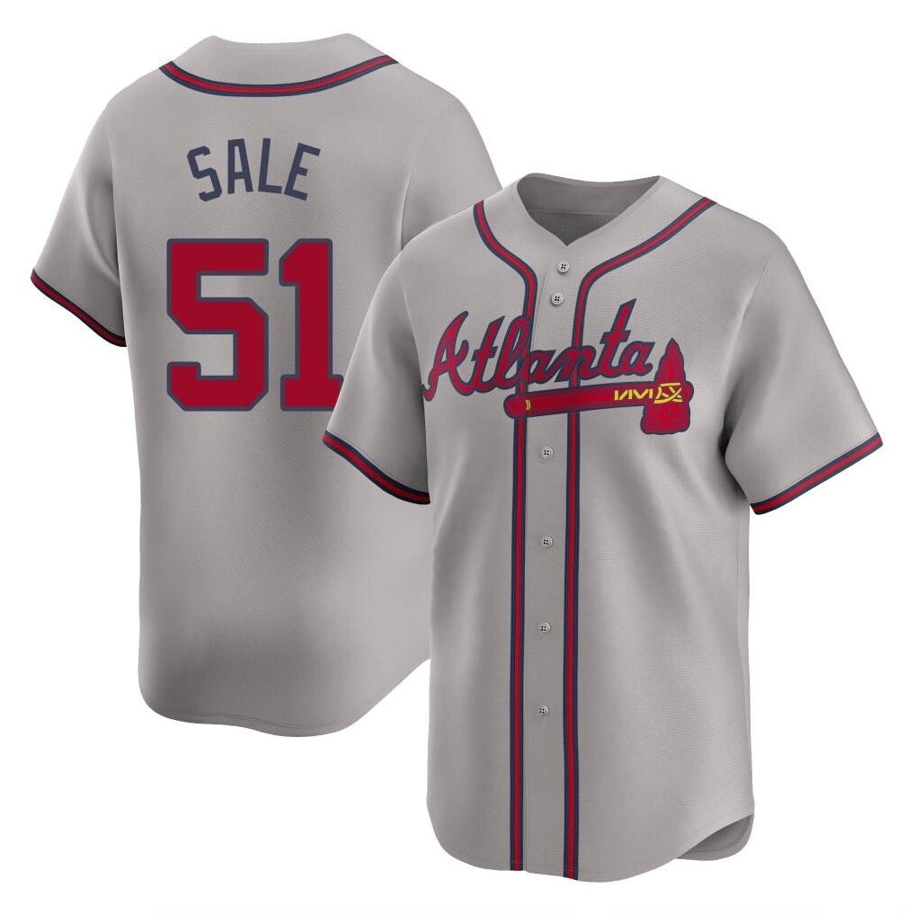 Atlanta Braves #51 Chris Sale Player Gray CONTON Limited Home Game Stitched Jerseys