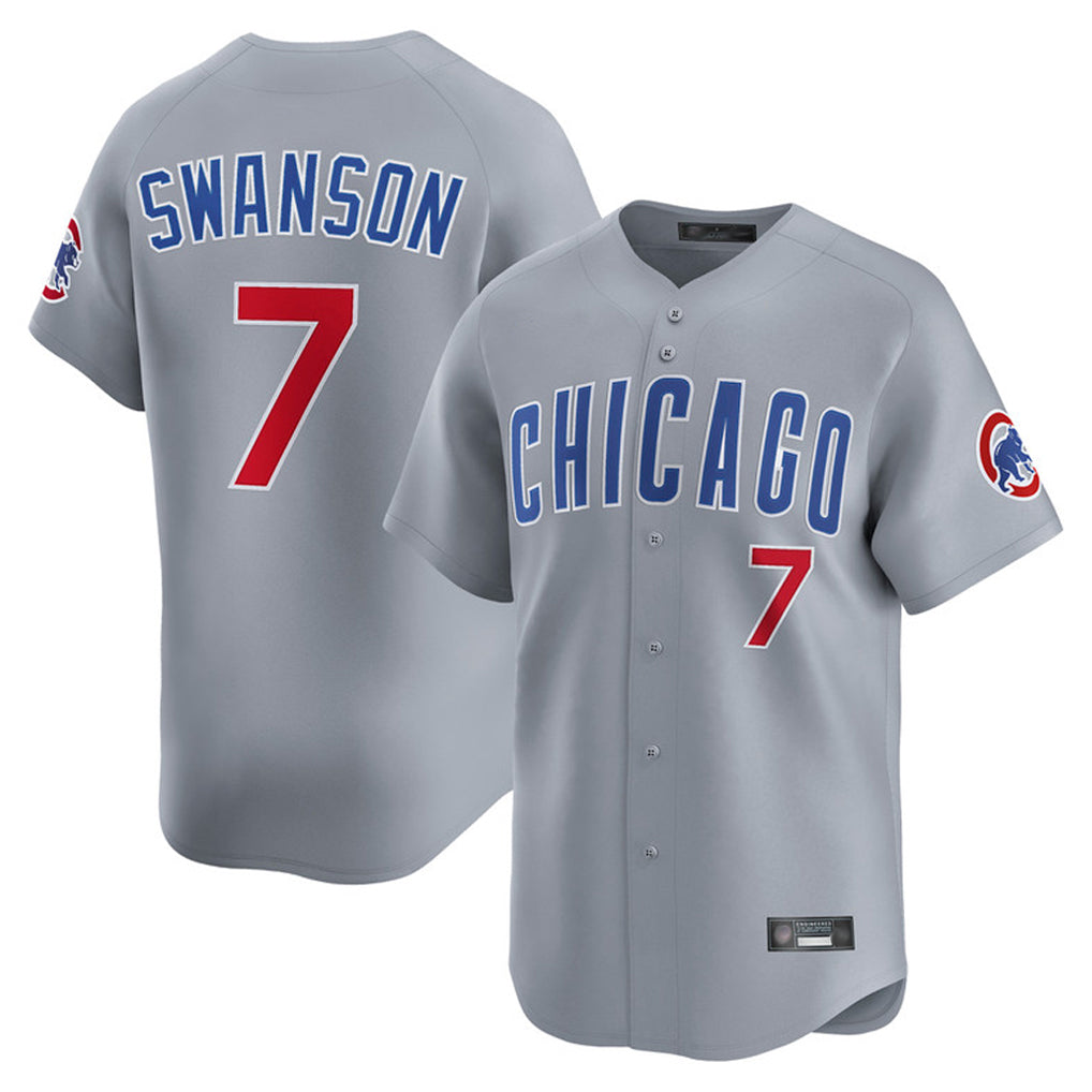 Chicago Cubs #7 Dansby Swanson Player Gray CONTON Road Limited Home Stitched Jerseys