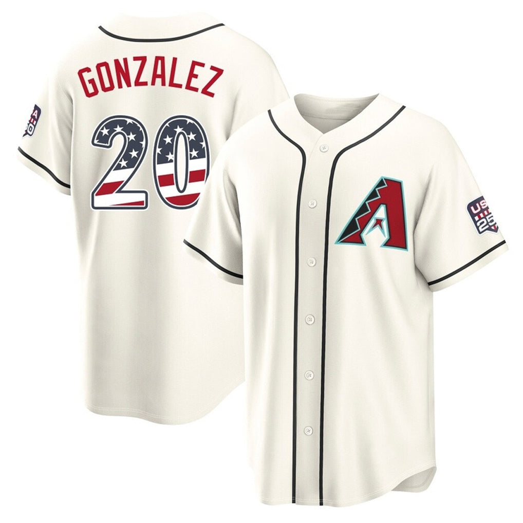 Arizona Diamondbacks #20 Luis Gonzalez Player Cream CONTON USA 250 Fourth of July Home Game Stitched Jerseys