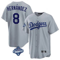 Los Angeles Dodgers #8 Enrique Hern¨¢ndez Player Gray CONTON World Series Meet Game Stitched Jerseys