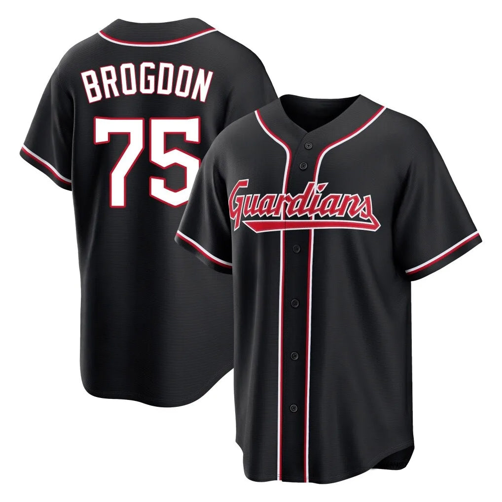 Cleveland Guardians #75 Connor Brogdon Player Black CONTON Fashion Out Home Game Stitched Jerseys
