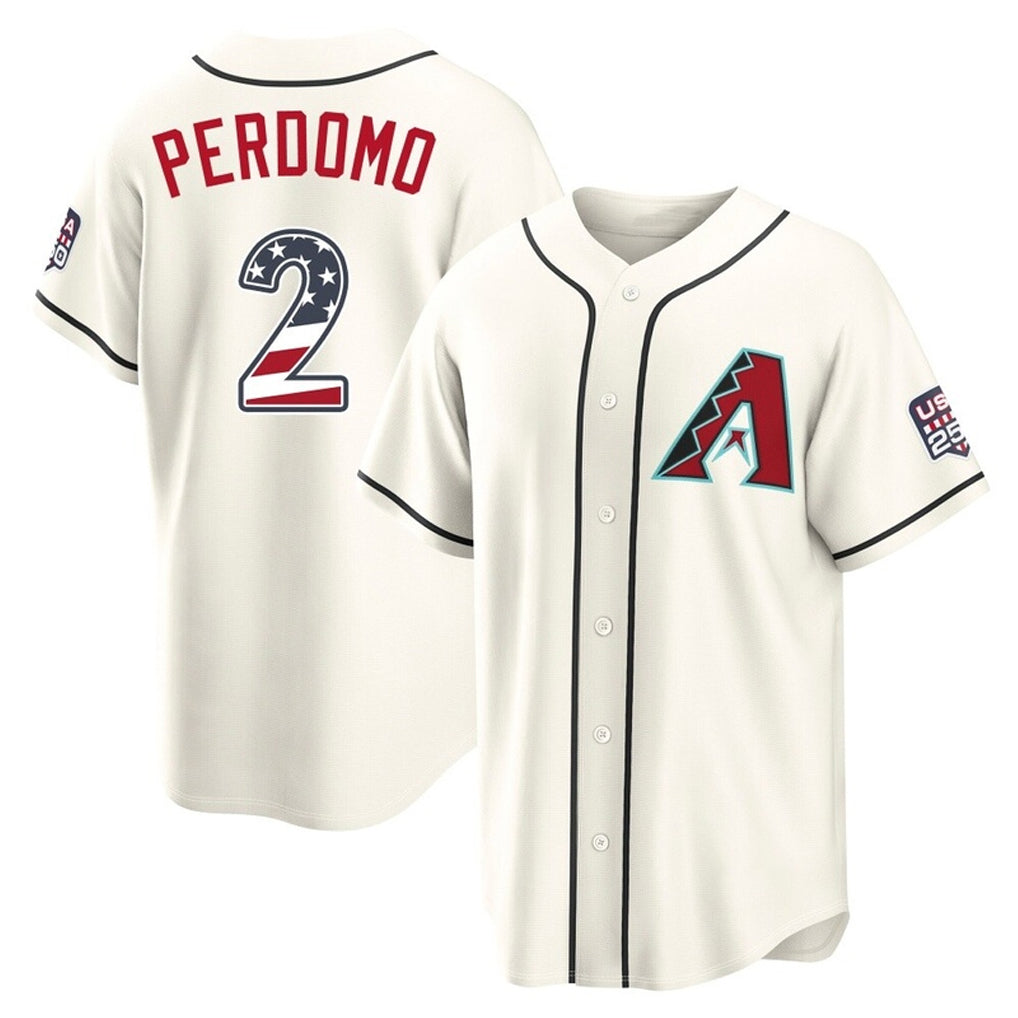 Arizona Diamondbacks #2 Geraldo Perdomo Player Cream CONTON USA 250 Fourth of July Home Game Stitched Jerseys