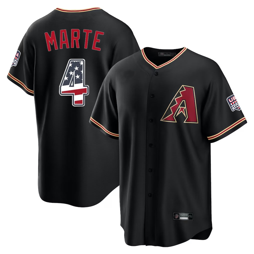 Arizona Diamondbacks #4 Ketel Marte Player Black CONTON USA 250 Fourth of July Game Home Stitched Jerseys
