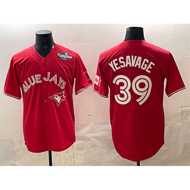 Toronto Blue Jays #39 Trey Yesavage Red CONTON 2025 World Series Cool Base Stitched Jersey