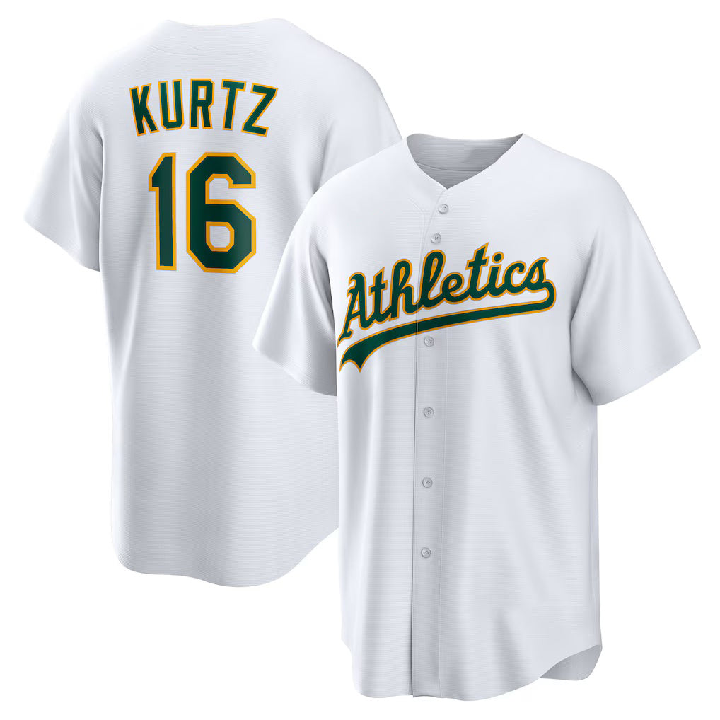 Oakland Athletics #16 Nick Kurtz White CONTON Home Replica Player Jersey