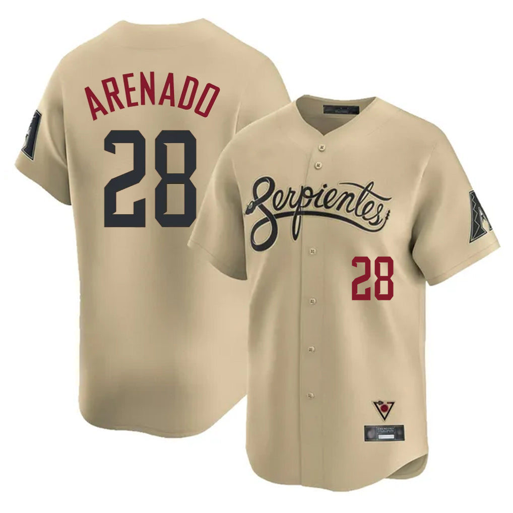 Arizona Diamondbacks #28 Nolan Arenado Player Tan CONTON City Connect Limited Home Game Stitched Jerseys