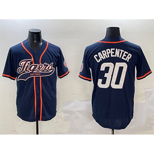 Detroit Tigers #30 Kerry Carpenter Navy CONTON With Patch Cool Base Stitched Jersey