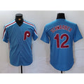 Philadelphia Phillies #12 Kyle Schwarber Blue CONTON Cool Base Stitched Jersey