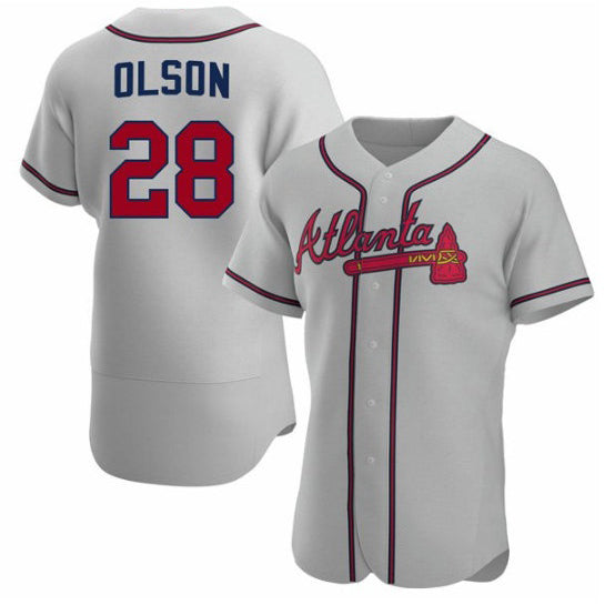Atlanta Braves #28 Matt Olson Gray CONTON Flex Base Stitched Jersey