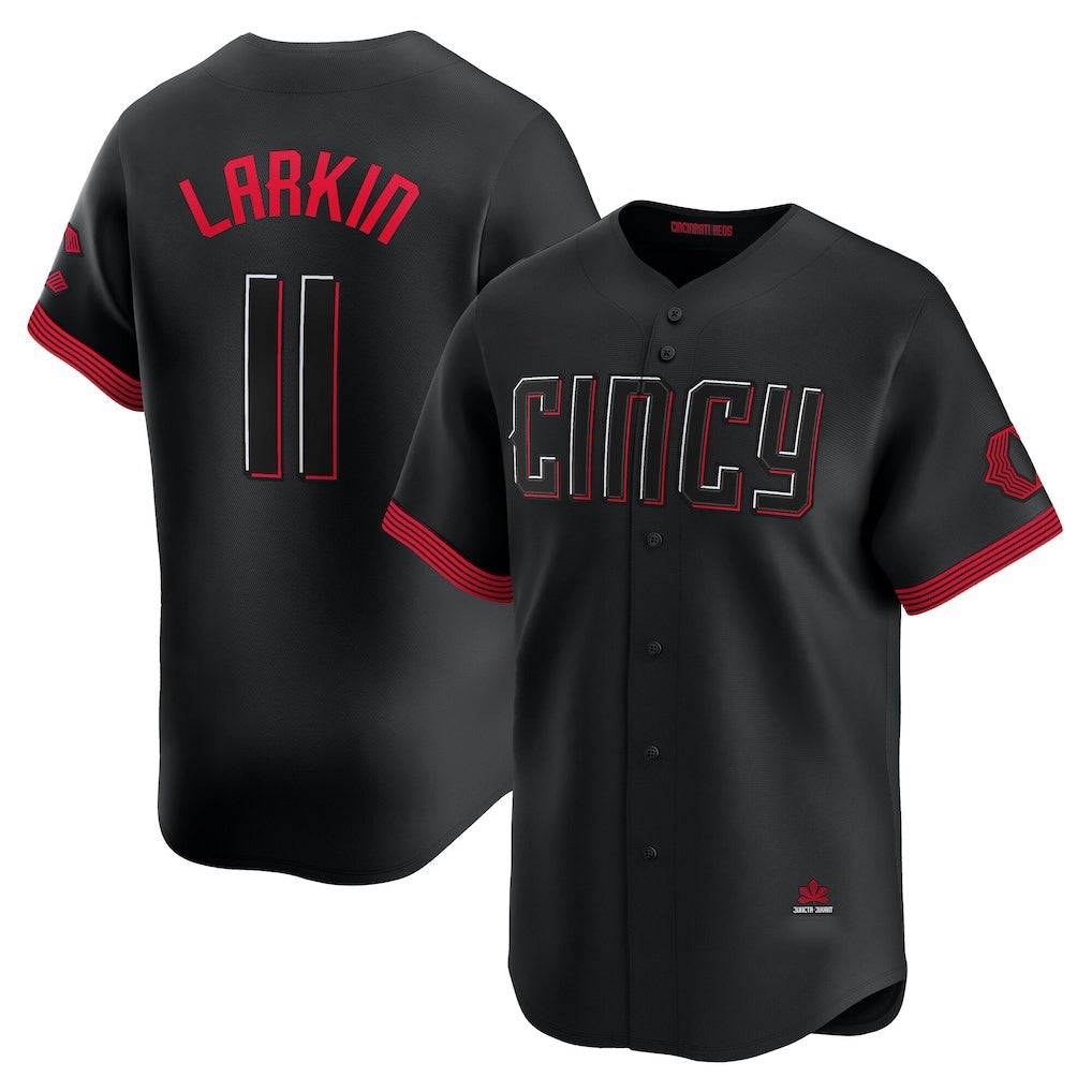 Cincinnati Reds #11 Barry Larkin Black CONTON City Connect Limited Player Jersey
