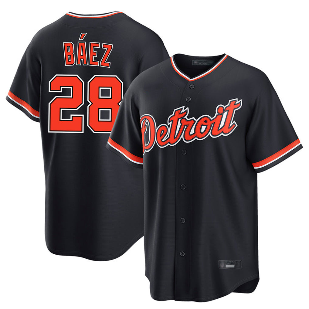 Detroit Tigers #28 Javier Baez Player Navy CONTON Home Game Stitched Jerseys