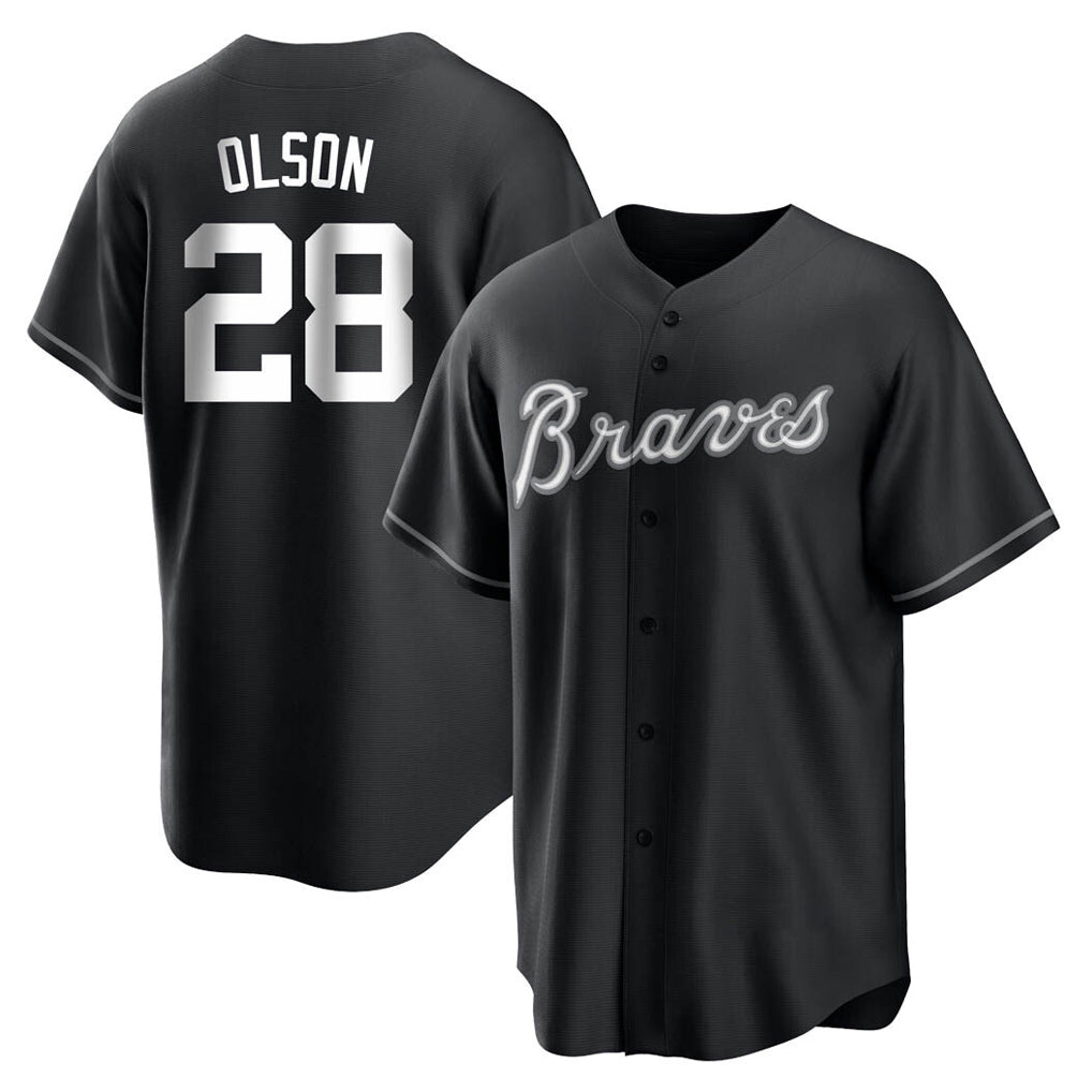 Atlanta Braves #28 Matt Olson Player Black CONTON Home Game Stitched Jerseys