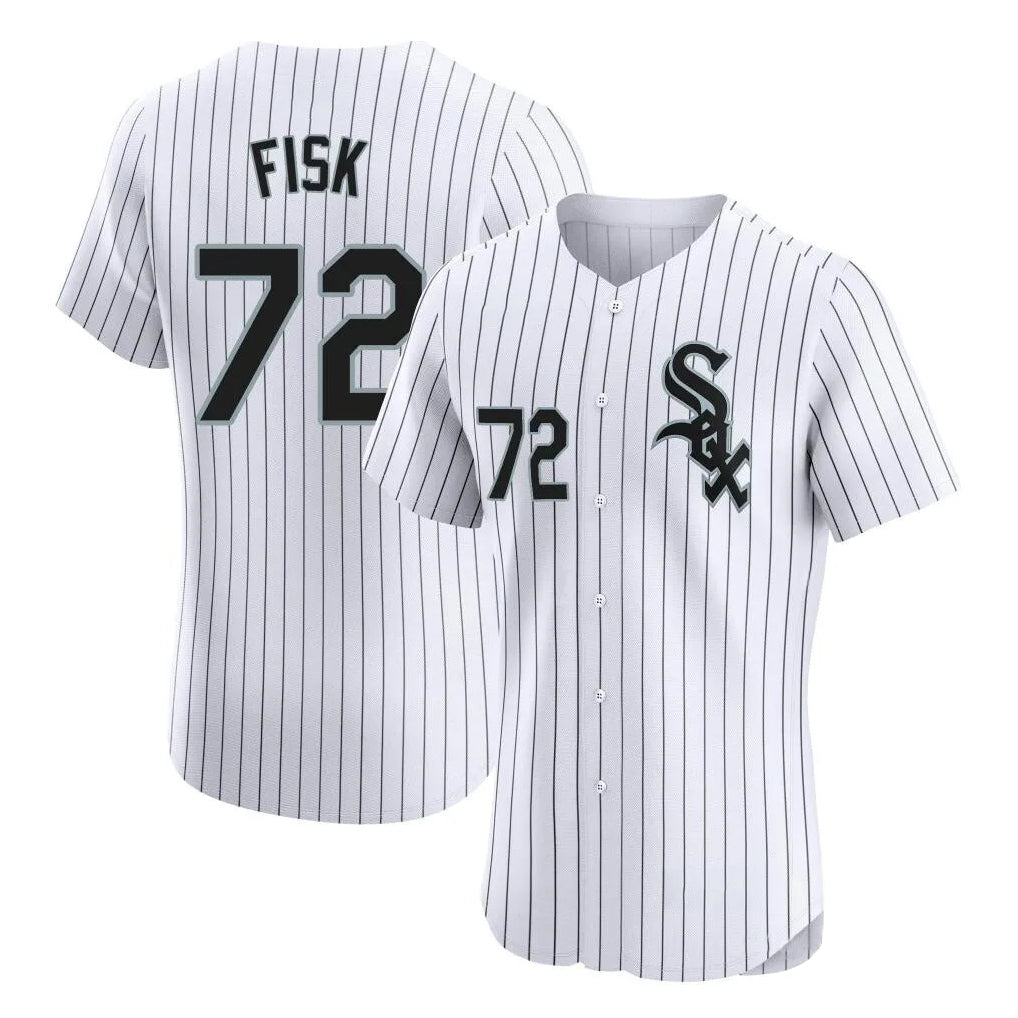 Chicago White Sox #72 Carlton Fisk Player White CONTON Stripe Limited Elite Home Stitched Jerseys
